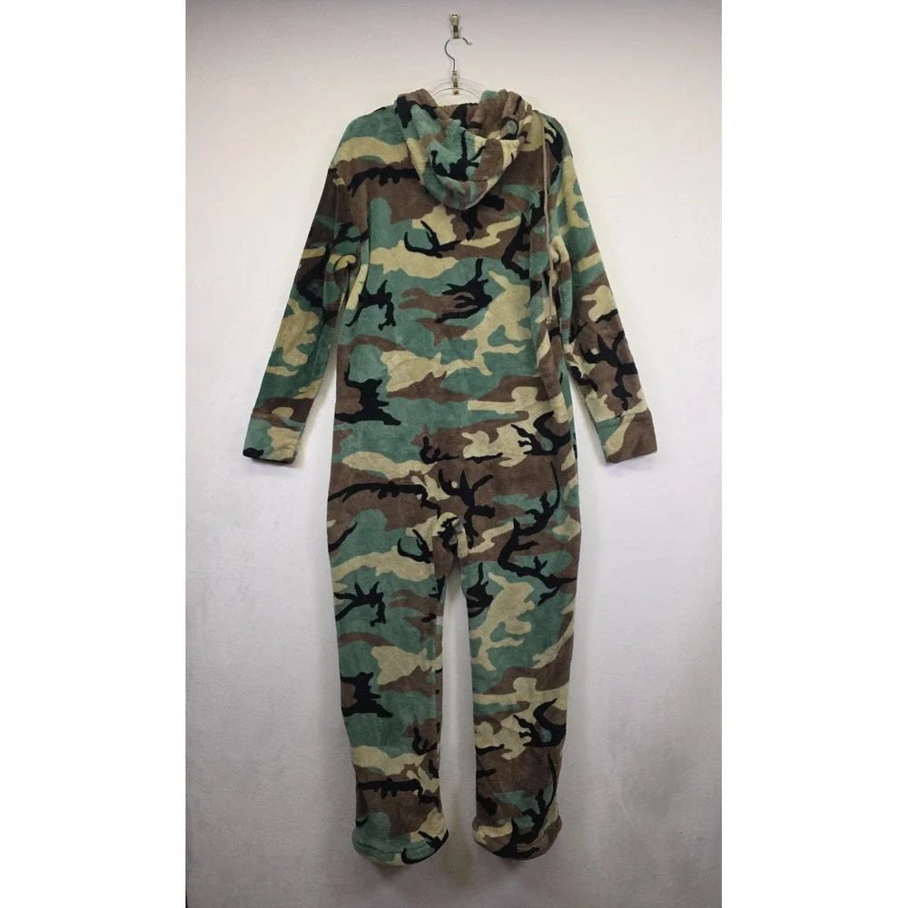 Alexander Del Rossa Fleece One Piece PJ Mens‎ Medium Camo Grunge Minimalist